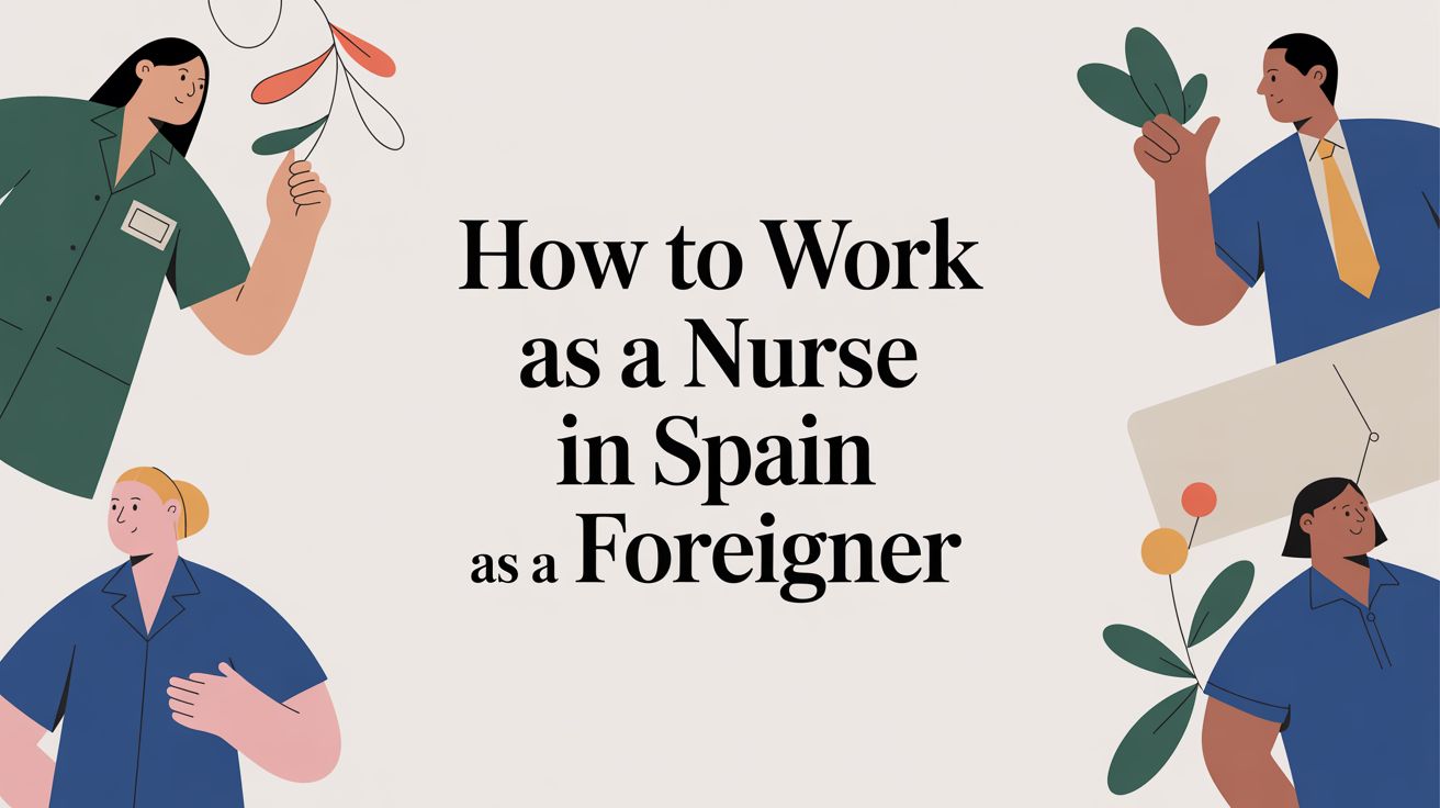Foreign nurse working in Spain guide illustration