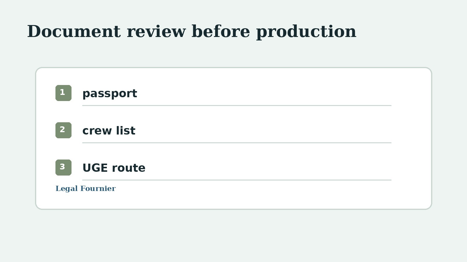 Spanish audiovisual immigration file with production schedule and crew roles