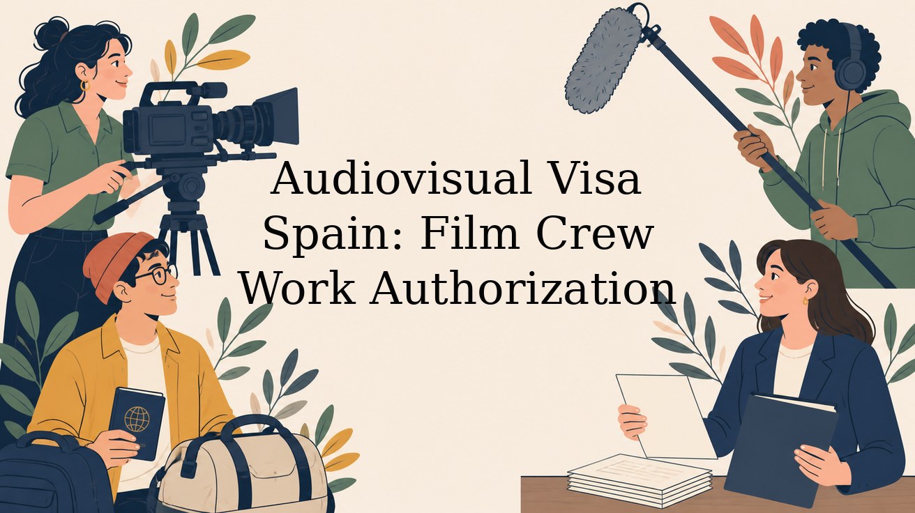 Illustrated header: Audiovisual Visa Spain: Film Crew Work Authorization
