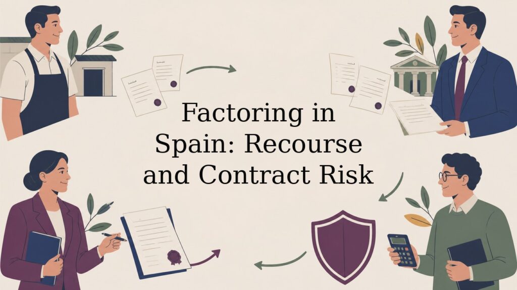 Illustrated header: Factoring in Spain: Recourse and Contract Risk