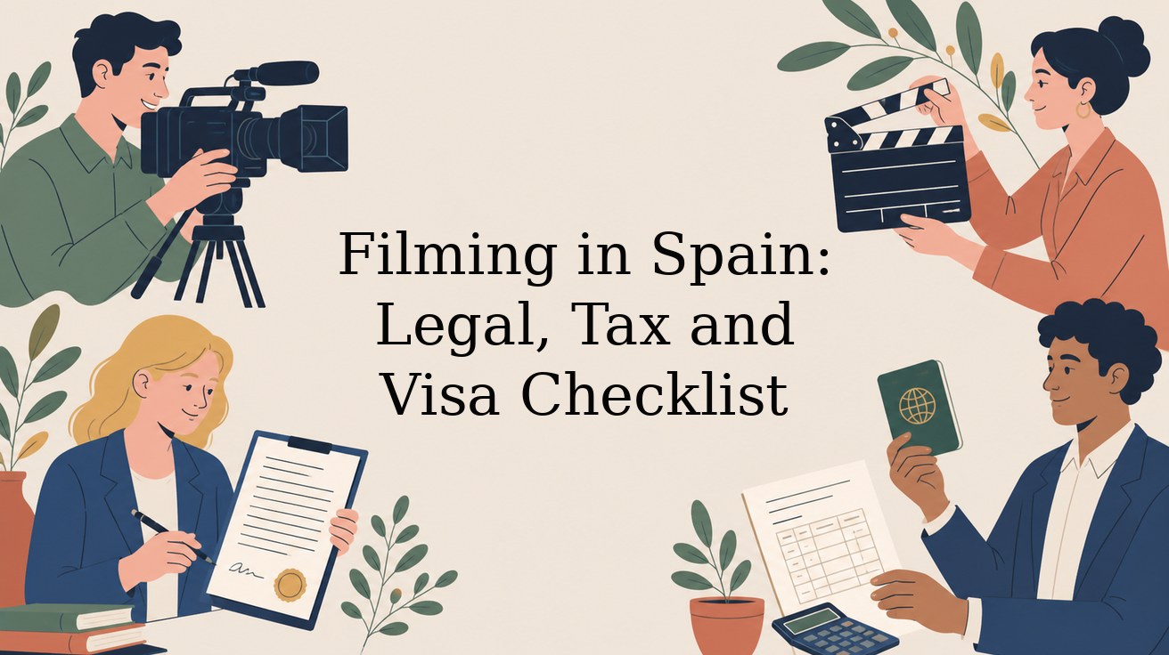 Illustrated header: Filming in Spain: Legal, Tax and Visa Checklist