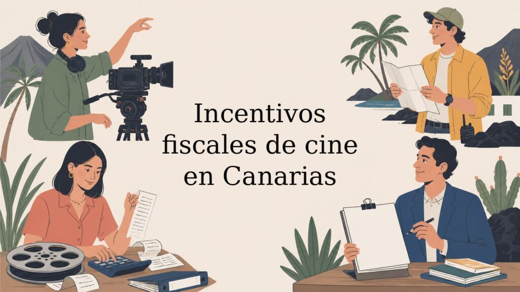 Cabecera ilustrada: Incentivos fiscales de cine en Canarias