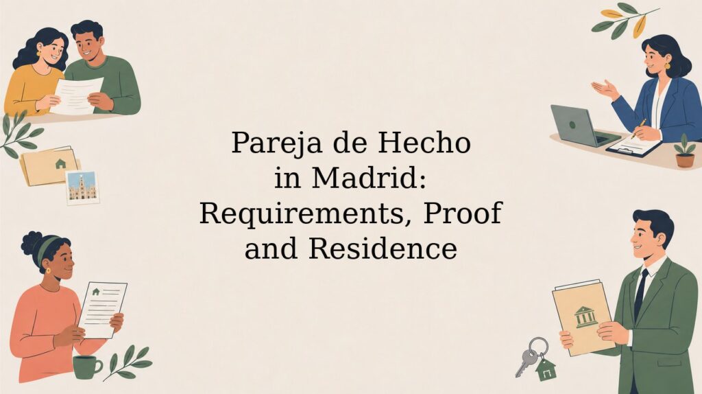 Illustrated header: Pareja de Hecho in Madrid: Requirements, Proof and Residence