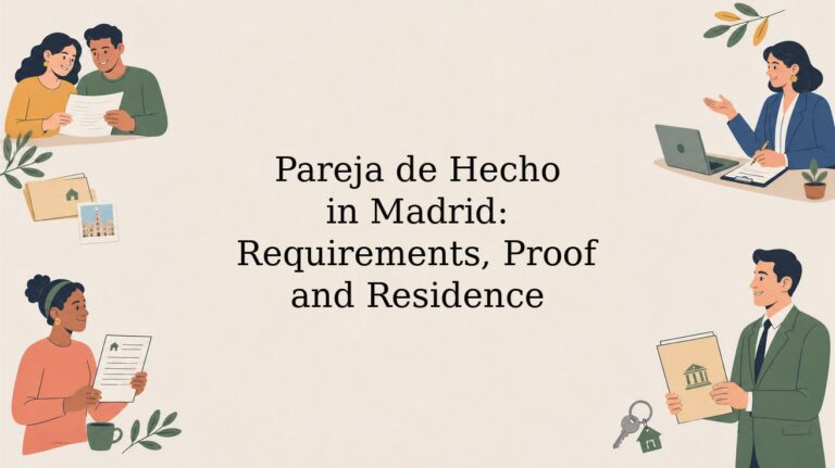 Illustrated header: Pareja de Hecho in Madrid: Requirements, Proof and Residence