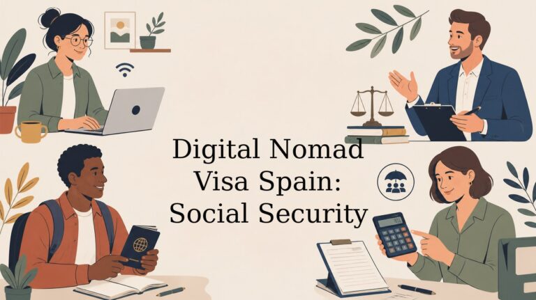 Illustrated header: Digital Nomad Visa Spain: Social Security