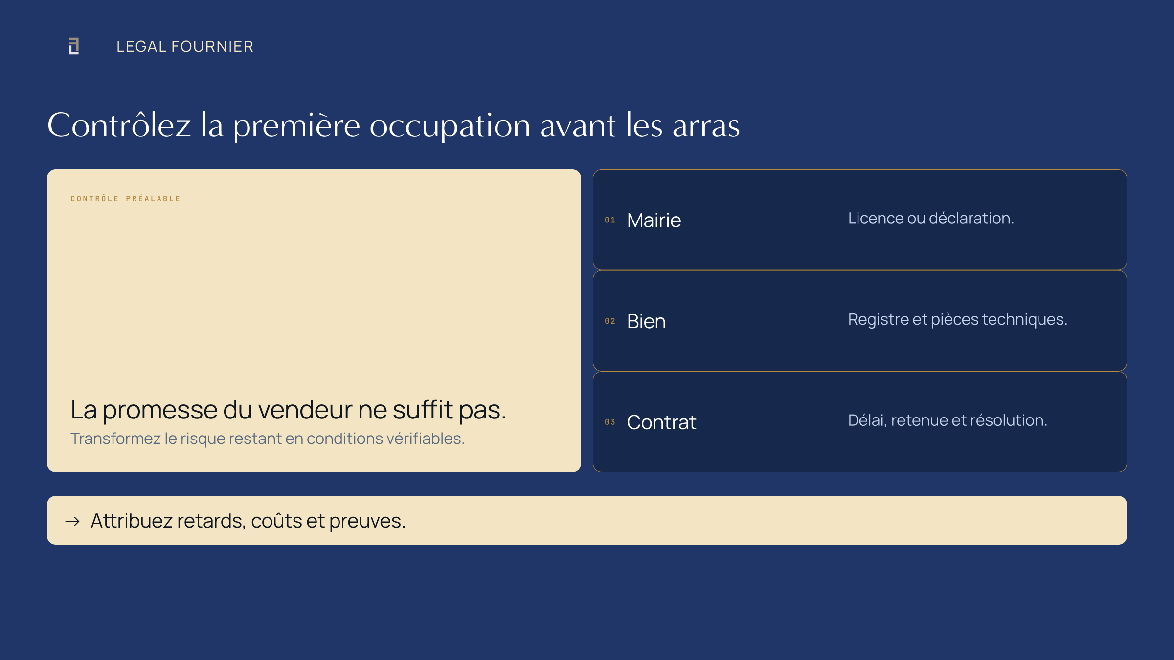 Preuves municipales, foncières et contractuelles à contrôler avant les arras lorsque la première occupation manque