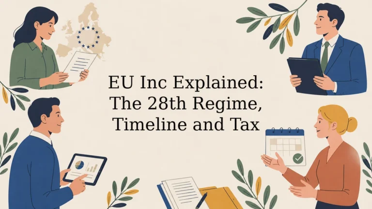 Illustrated header: EU Inc Explained: The 28th Regime, Timeline and Tax